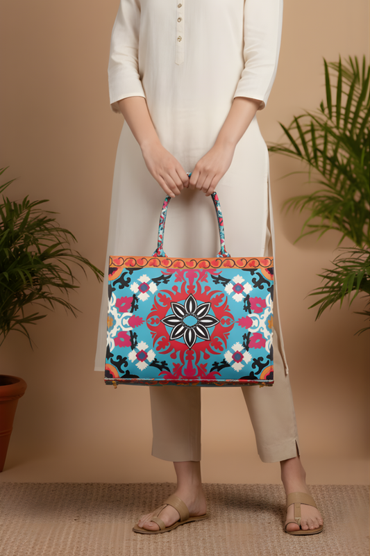 A.A bags - Ethnic Print Canvas Tote for Women