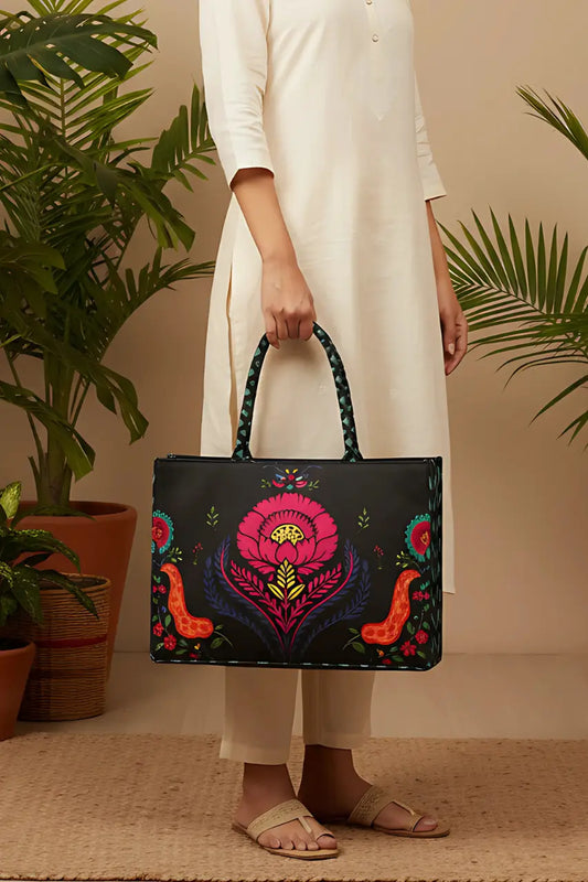 A.A Bags - Black Floral Tote Bag