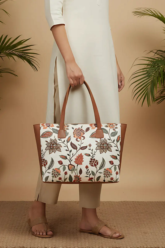 A.A Bags - Brown and White Floral Handbag