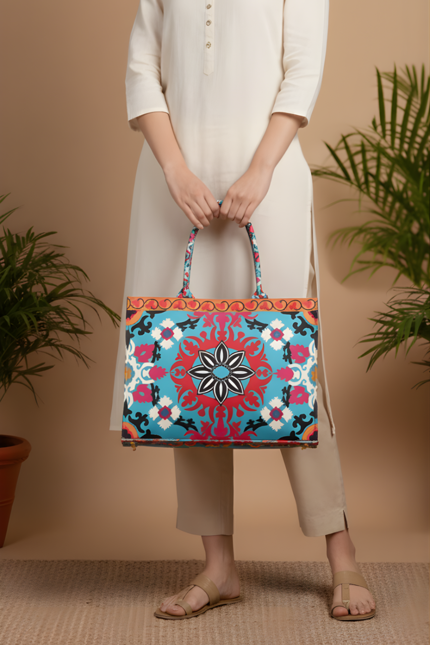 A.A bags - Ethnic Print Canvas Tote for Women