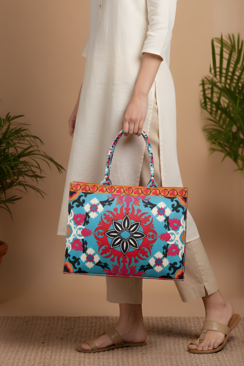 A.A bags - Ethnic Print Canvas Tote for Women