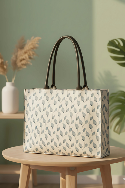 A.A bags - Leaf Print Canvas Tote Bag