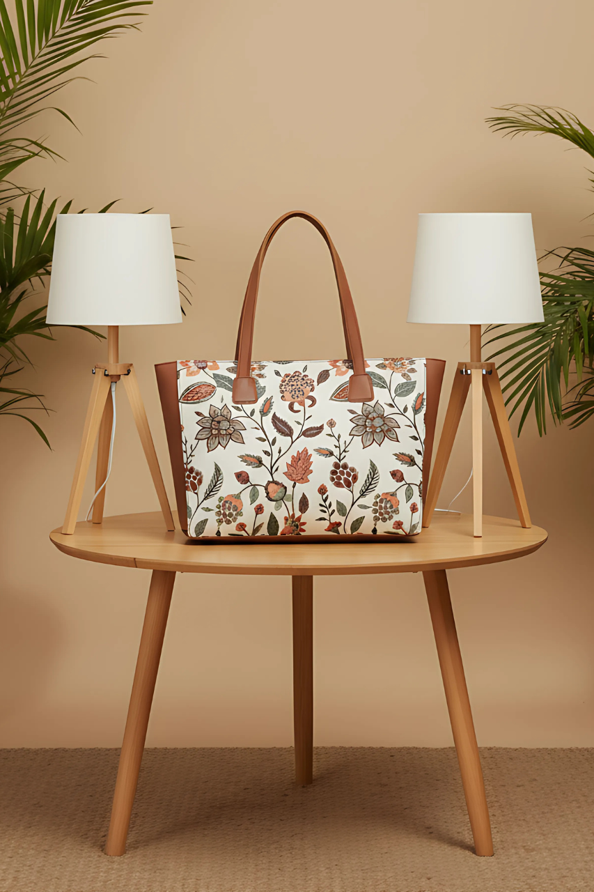 A.A Bags - Brown and White Floral Handbag