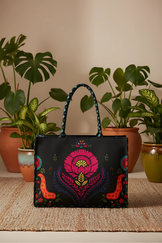 A.A Bags - Black Floral Tote Bag