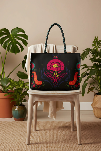 A.A Bags - Black Floral Tote Bag