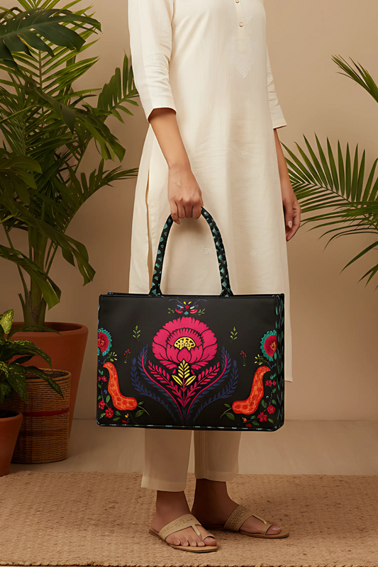 A.A Bags - Black Floral Tote Bag