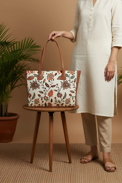 A.A Bags - Brown and White Floral Handbag