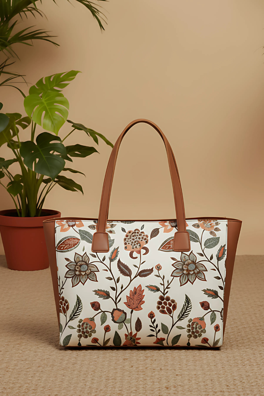 A.A Bags - Brown and White Floral Handbag